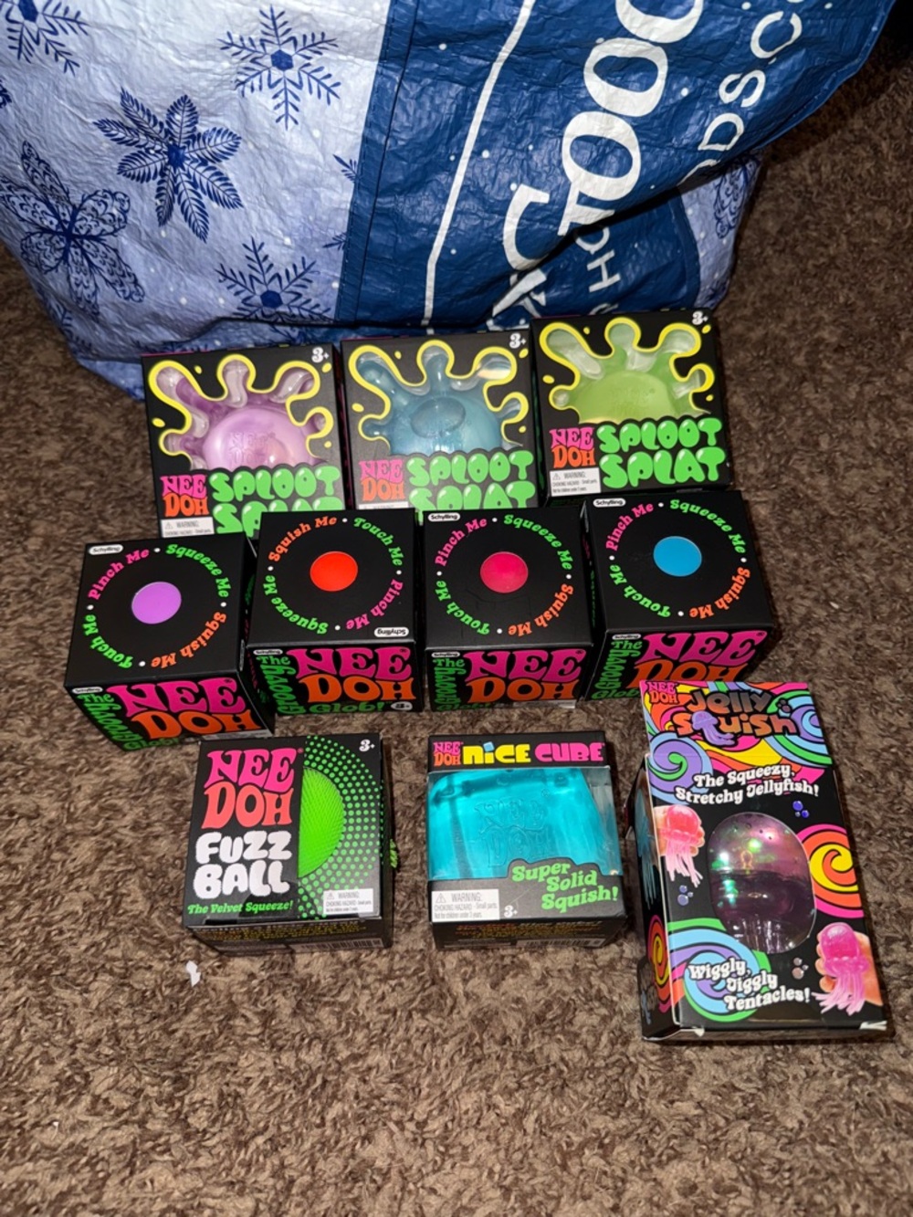 Needoh Squishy Lot of 10 Sploot Splat, Fuzz Ball, Groovy Glob, Jelly Squish, etc